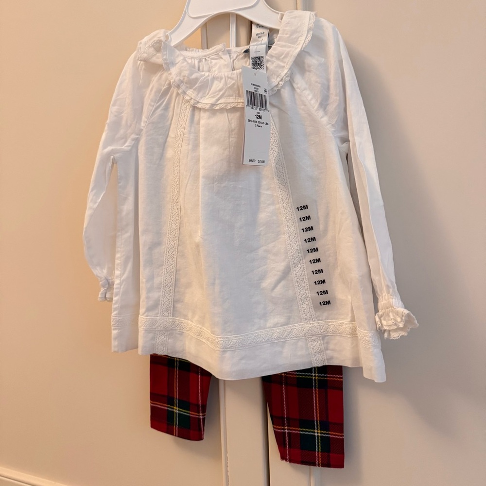 NWT Ralph Lauren Voile Top & Plaid Jersey Legging Set - holiday